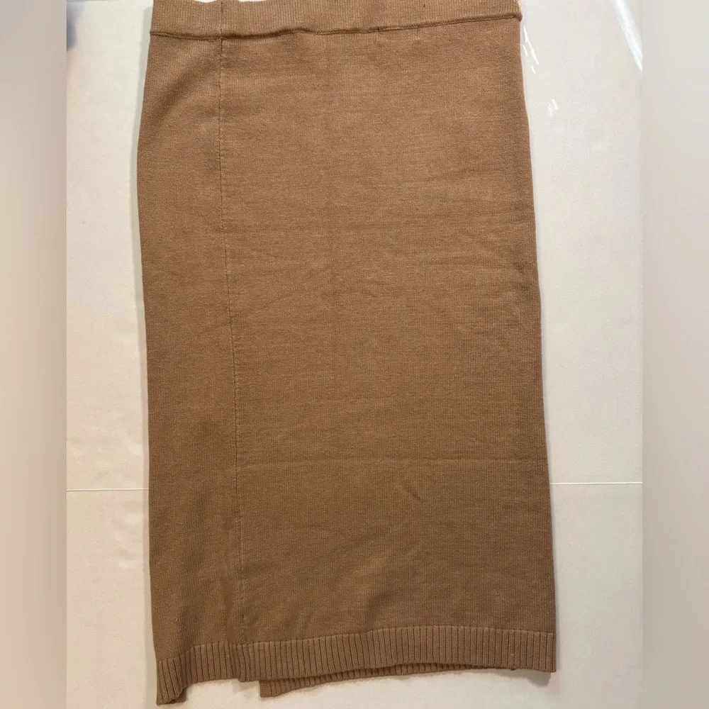 CALVIN KLEIN Jeans Woman’s Cable‎ Knit Midi Skirt Tan sz XL viscose/poly blend